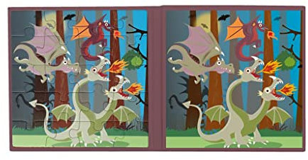 Scratch 276181160 Magnetpuzzle Drachen, Ausklappbuch für daheim und unterwegs, Puzzle für Kinder ab 3 Jahren