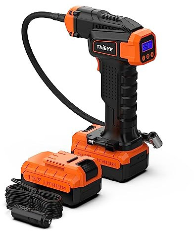 ThiEYE Compresor Aire Portatil Coche, 150PSI 10000mAh 20V Inflador Hinchador Ruedas Coche Bomba de Aire Portatil Inflador Bicicletas Doble Fuente de Alimentación