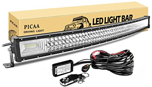 PICAA LED Arbeitsscheinwerfer 42 Zoll 540W Gewölbt Lichtbalken 12V Mit Fernbedienung Kabelbaum Drei Reihen Zusatzscheinwerfer Bar Arbeit Licht für SUV Offroad ATV UTV Traktor 4x4 Auto