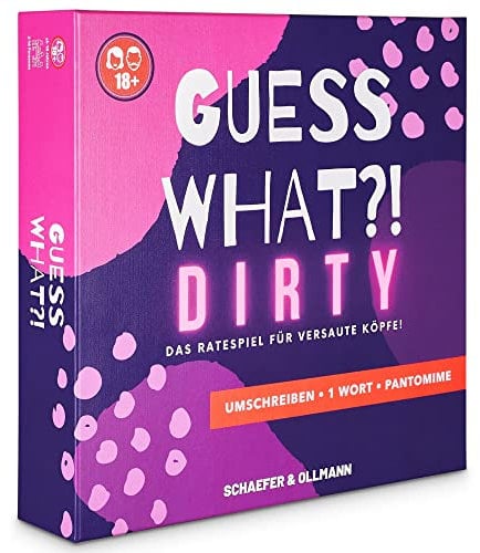 GUESS WHAT?! Dirty - Das Ratespiel für versaute Köpfe! Begriffe erraten & Pantomime Spiel | Partyspiel für Erwachsene ab 18 Jahren | Lustige Spiele