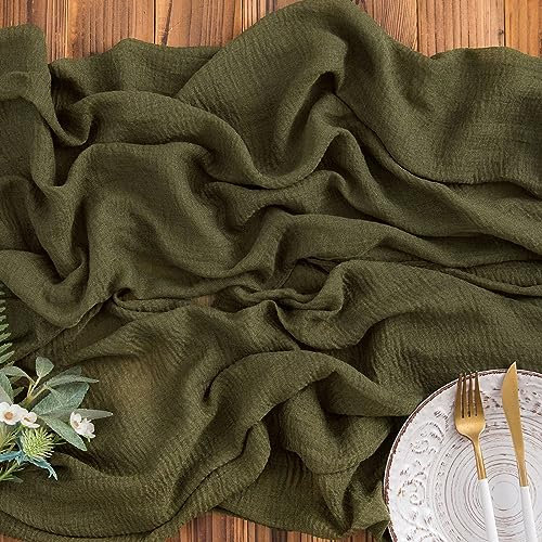 AOKSUNOVA Tischläufer Musselin Olivgrün 4m Seihtuch Tischläufer Käsetuch Stoff Hochzeit 80cm