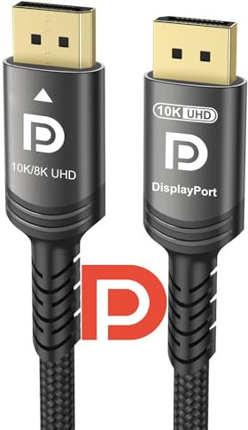 Ubluker 10K 8K 4K DisplayPort 2.1 Kabel 54Gbps 1M, VESA Zertifiziertes DP zu DP Kabel 4K 240Hz 165Hz 144Hz 120Hz 10K 8K 60Hz Nylon Geflochten UHBR HDCP2.3 FreeSync G-Sync RTX5090 Monitor PC Projektor