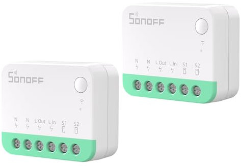 SONOFF MINIR4M 2PCS WiFi 10A Smart Switch 2-Way, Interruttore intelligente, modalità relè staccabile, WiFi 2.4G, controllo APP, Funziona con Alexa, Google Home, Integrazione con la Matter