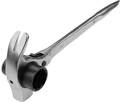 WEDO Chiave a cricchetto da 3/4 × 7/8, chiave a cricchetto multifunzione Spud a cricchetto, chiave a doppia estremità con leva a pinza e funzione martello, lunghezza 310 mm, argento