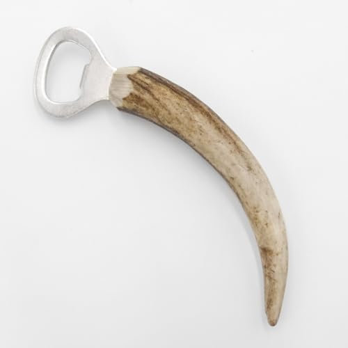 GTK - Geweihe & Trophäen KRUMHOLZ Flaschenöffner mit Hirschgeweih L 15 cm Rothirsch Hirsch Geweih Stange Griff 27.2.123