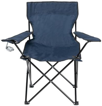 OHS Folding Camping Chair Blue, Outdoor Lightweight Comfy Foldable Camping Chair Festival Garden Camping Hiking Fishing Picnic Chair Sturdy Drinks Cup Holder