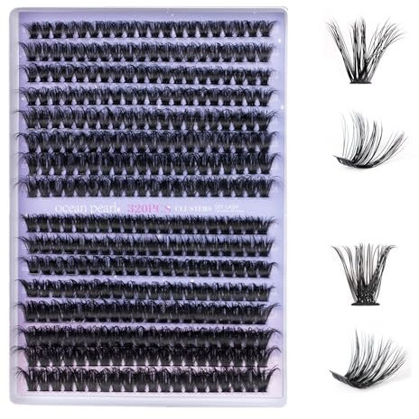 Lot de 320 extensions de cils individuels naturels 60D + 80D, 10 à 16 mm, faux cils à faire soi-même à la maison, 2 styles mélangés (60D + 80D-0,07-10-16 mixtes)