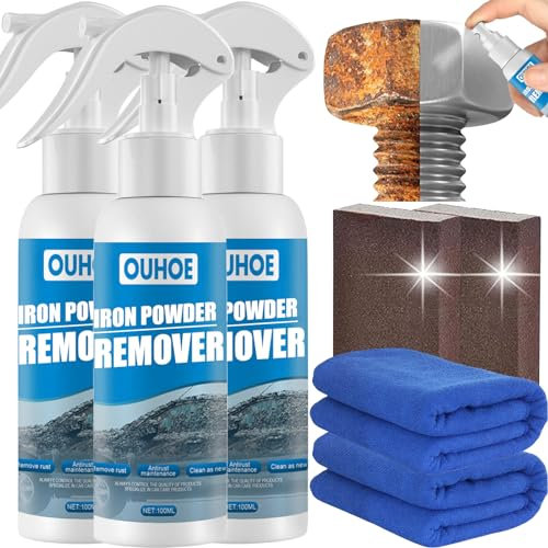 Donubiiu Ouhoe Rust Removal Spray, Ouhoe Iron Powder Remover, Rustout Instant Remover Spray, Multi Purpose Rust Remover Spray, Multifunctional Rust Removal Spray for Metal (100ML-3PCS)