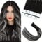 Elailite Tape in Hair Extensions Real Human Hair 40 Pcs - Seamless Skin Weft Remy Hair Extension Straight Glue in (#Ombre 1B/1B/GREY Natural Black/Natural Black Mix Grey, 22 Inch-100g)