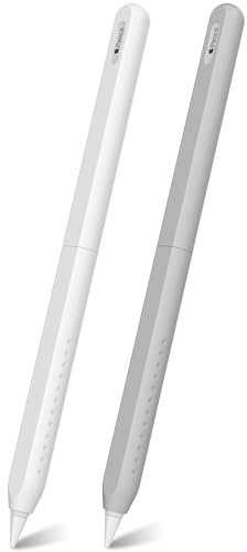 NIUTRENDZ 2 Pack Silikon Hülle für Apple Pencil 2nd Generation Case Cover Ultra Dünn Schutzhülle Zubehör (Weiß + Grau)