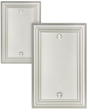 ZILLSEA Switch Plates Outlet Covers, 2-Pack Metal Wall Plates, Satin Nickel