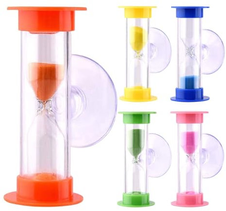 Sablier à 5 ventouses, sablier, minuteries 2 min/3 minutes pour le brossage des dents des , la cuisine, le jeu, l'école, le bureau