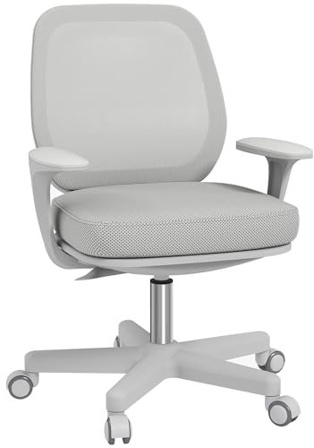 Vinsetto Fauteuil de Bureau, Chaise de Bureau Ergonomique en Maille avec Hauteur réglable, pivotante 360° et Dossier Moyen, pour Chambre, télétravail, Charge 120 Kg, Gris