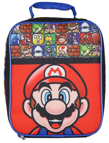Super Mario Bros Lunch Box Multi Video Game Character Block Design Insulated Lunch Bag Tote