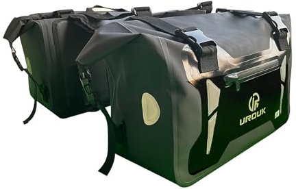 UROUK Sacoche de Selle Moto Étanche 60L (30L*2) Sacs Latéraux Imperméables pour la Plupart des Porte-Bagages (Noir)