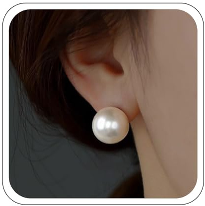 Yienate Boucles D'oreilles Imitation Perles Argent Vintage Boules Boucles D'oreilles Minimaliste Boucles D'oreilles Perles Simulées Mariage Mariée Bijoux Pour Femmes（8/10/12mm）