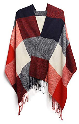 Miss Lulu Damen Schal Winter übergroßer Quadratisch Deckenschal Karo Tartan Streifen Weich mit Fransen für Herbst Winter Weihnachten