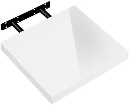 eSituro Étagère Flottante Blanche Brillant pour Salon, Cuisine, Petite Étagère Murale en Bois pour Chambre à Coucher, Moderne, Facile à Installer, Fixation Invisible, 40cm