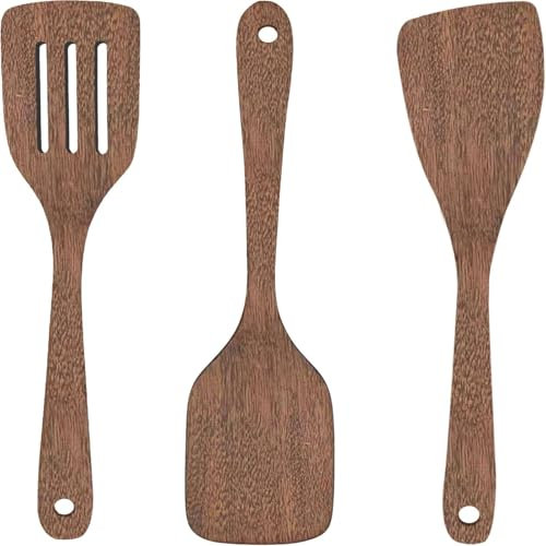 3er Set Pfannenwender Aus Holz, 30 Cm Lang, Olivenholz, Spülmaschinenfest - Küchenhelfer