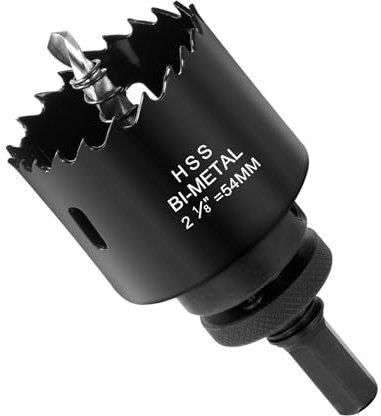 Flintronic 54mm Hole Saw, HSS Bi-Metal Hole Cutter, Hole Saw Drill Bit for Soft Metal, Wood, Plasterboard, Ceiling Board, PVC Board and Plastic for Cutting Circular Holes