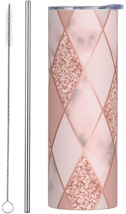 Hnnkloy Thermoisolierter Becher, Edelstahlbecher, Marmor, luxuriös, geometrisch