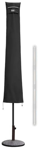 Sekey Housse de Protection pour Parasol de Jardin avec Tige - Diamètre 350 cm/200 x 300 cm - avec Ouvertures d'aération - Housse pour Parasol de marché/Parasol de Balcon - Imperméable