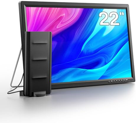 Desobry Upgrades TV piccola da 22 pollici 1080P, mini televisore con antenna e sintonizzatore DVB-T2, TV compatta da 12 V per cucina, casa e camper, utilizzabile come schermo per computer o monitor