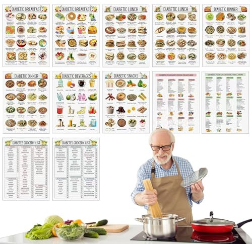 Genérico Guía Alimentaria Para Diabéticos, Plan Detallado De Alimentación Diabética Doce Piezas, Guía Nutricional Versátil Reutilizable Para Hogar Hospital Viaje Negocios