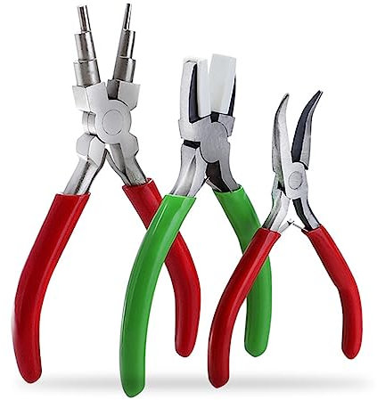 Lot de 3 pinces à bijoux 6 en 1 en acier au carbone pour fabrication de bijoux