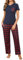 Crewhpo Pyjama Femme Été Coton Ensembles de Pyjama Femme à Col en V 2 Pièces Vêtements de Nuit Doux T-Shirt Manche Courte et Pantalon à Carreaux Rouge L