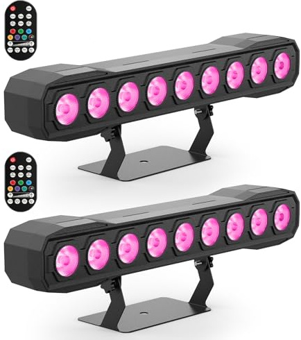 9 RGBW LED Wall Washer Bühnenlicht 60W, Lichtleiste Effektstrahler mit Fernbedienung DMX512 Stroboskop Discolicht Partylicht für Hochzeit DJ Outdoor Weihnachten 2PCS