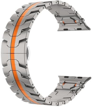 yeziu Correa de metal para Apple Watch Ultra 2 de 49 mm, Serie 10 de 46 mm, pulsera de acero inoxidable para Iwatch 9, 7, 8, 6, 5 SE de 44 mm y 45 mm.(Black orange,44mm)