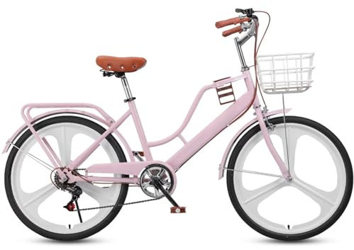 Damen Hybrid-Fahrrad, 7-Gang-Leicht-Pendler-Fahrrad mit tiefem Step-Through-Rahmen, Luftreifen, empfindlichen Bremsen für Stadt- und Strandfahrten