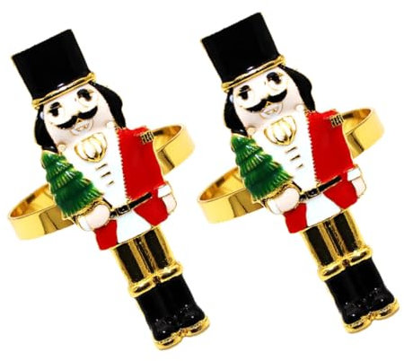 Ciieeo 2pcs Nutcracker Napkin Ring Christmas Table Decoration Napkin Holder Holiday Party Banquet Buckles