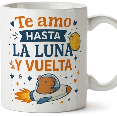 Mugffins Liebes Tasse Mug Te amo hasta la luna y vuelta auf Deutsch | Valentinstagsgeschenk, Jahrestag, Wasserschwein, romantisch, capybara | capylove v2