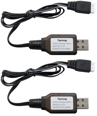 Tosiicop 7.4V Lipo Battery Ladegerät - XH3P Stecker Ladekabel Universal Rechargeable Li-ion Akku Charger mit USB 1A Kabel für 2S Akku RC Auto Boat Airplane Monstertruck Quadcopter Airsoft 2 stück