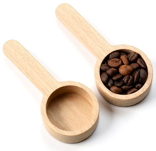 2 Stück Kaffeedosierlöffel Holz, KüchenMesslöffel, Kaffeelöffel, Kaffee Messlöffel, Utility Messlöffel, Küchenzubehör für Teeblatt, Kaffeebohnen, Gewürze