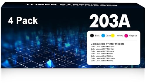 203X 203A Toner Kompatibel für HP 203X 203A Toner Set für HP Color LaserJet Pro MFP M281fdw M280nw M281fdn M281cdw M254dn M254dw M254nw CF540A CF541X CF542X CF543X 4er-Pack, Schwarz Cyan Gelb Magenta