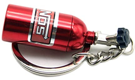 Creative Stylish NOS Mini Nitrous Oxide Bottle Keyring Key Chain Ring Keyfob Stash Turbo Keychain Red