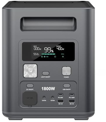 AFERIY 1800W 1024Wh Station Électrique Portable, Générateur Électrique Solaire à Charge Rapide en 1H, Batterie Nomade LFP4, UPS <10 ms, 9 Sorties, BMS, pour Campings, Urgences, Bureau- 2026 Nouveau