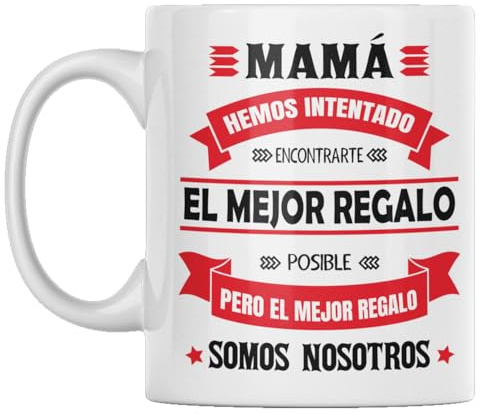 Vulfire Taza Familia para mamá Regalo mujer cumpleaños Idea original Ideas de regalo para ella para Navidad, Día de la Madre, Mamá la mejor del mundo (blanco)