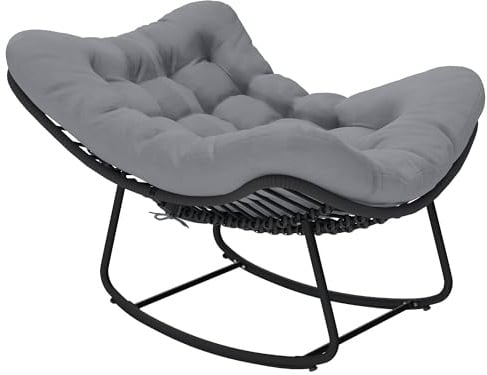 Outsunny Sedia a Dondolo da Esterno Oversize Max 120 kg Grigio Scuro