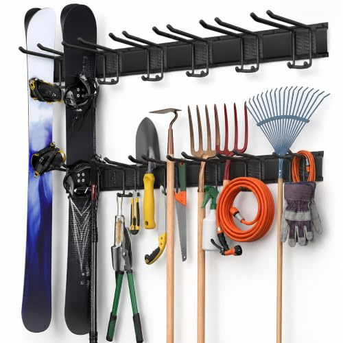 AJIEQAQ Gerätehalter Wandhalterung 122cm, 160kg Schwerlast, Gartengeräte & Skihalterung