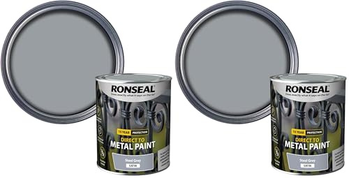 Ronseal Direct to Metal Paint Steel Grey Satin 750ml (Pack of 2)