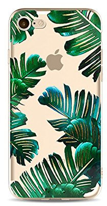 iPhone 5S Case, Clear TPU Case for 4.0 iPhone 5/iPhone 5S/iPhone SE Thin Protective Transparent Slim Silicone Soft Gel Back Skin Rubber Bumper Cover Summer Tropical Hawaiian Palm Tree Leaves
