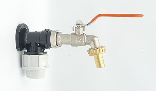 MDPE Compression Wall Plate Elbow (20mm) with 1/2 Nickel Plated Brass Lever Tap