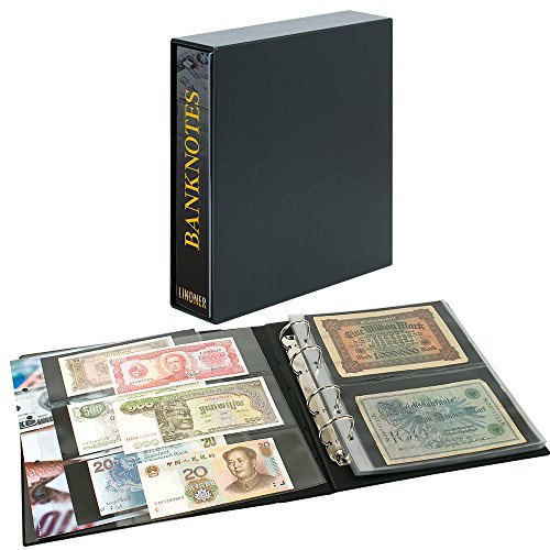 LINDNER Das Original Banknotenalbum PUBLICA M mit 20 beidseitig bestückbaren Folienblättern in Zwei Ausführungen - mit Schutzkassette