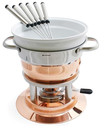 Lausanne 11tlg Fondue Set, Fondueset, Edelstahl, Keramik, Käsefondue, Fleischfondue, Schokofondue, inkl. Fonduegabeln