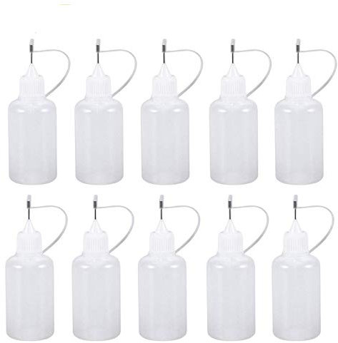 Needle Tip Glue Bottle Applicator Precision Bottle Needle Bottle Squeeze Bottle for Liquids and DIY Quilling Tool (10pcs, White, 15ml)