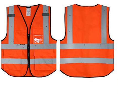 Orange Salzmann 3M Warnweste, mit mehreren Handyausweisen, Warnweste, reflektierendes Klebeband